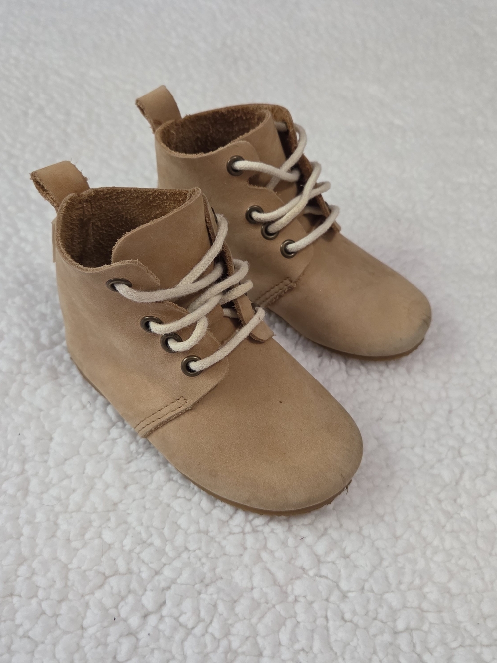 Piper Finn High Top Oxford Kids Shoes Light Brown Tan Leather Boots Hard Sole
